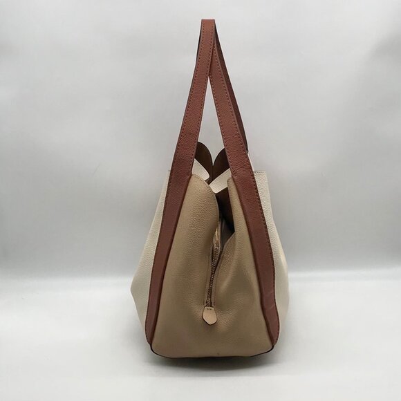 Coach Ivory & Brown Pebbled Leather Hadley Hobo Bag 76088 - Picture 4 of 11